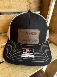 Overworked Men's Richardson 112 Trucker Hat, Leatherette Patch