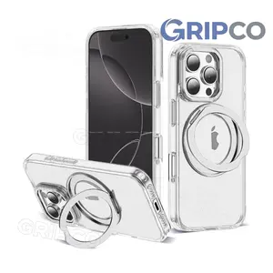 for iPhone 16 Pro Case with 360° Rotatable Magnetic Ring Stand Compatible with Mag-Safe Military Protection Shockproof Transparent Phone Case for iPhone 16 Pro, Clear