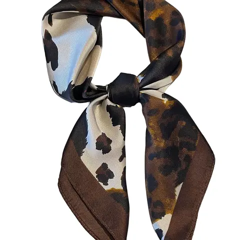 Elegant Women's Scarf, Fashionable Leopard Print Headscarf, Thin Woven Fabric, Fitted Style, Versatile Hair Accessory for All Seasons