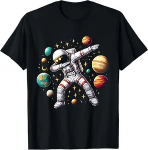 100% Cotton Unisex Astronaut Dabbing in Space Cosmic Galaxy Adventure Tee T-Shirt