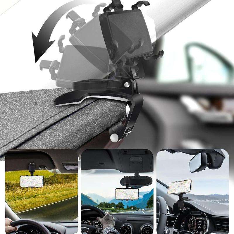 360 Degree Rotation Dashboard Car Phone Holder - Multifunctional One Hand Operation Clip Design Phone Mount Suitable 4-6.5 inch phones - Car accessories