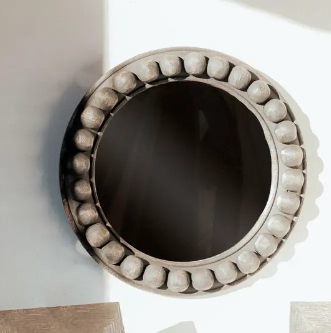 15.75" BLK WOOD FRAME RD. BEADED MIRROR