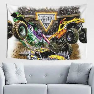 Monster Truck Jam Tapestry 40x60 Inches Polyester Fabric Boho Shabby Chic Wall Hanging Dormitory Living Room Bedroom Decor