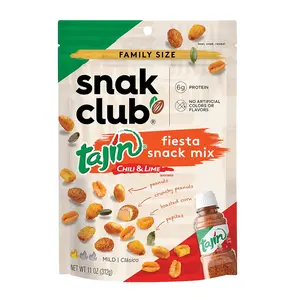 Tajin Fiesta Snack Mix, Peanuts, Crunchy Peanuts, Toasted Corn, and Pepitas with Chili and Lime Seasoning, Mild, No Artificial Colors or Flavors, 11 oz Resealable Bag