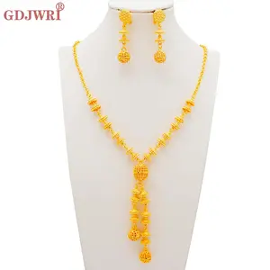 Dubai Women Wedding Necklace Earrings Gold Color African Jwellery Bridesmaid Party Gift Bridal Dubai Jewelry Set