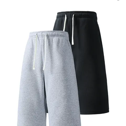 2-pack men’s summer casual athletic shorts, 7/8 length, loose straight fit, adjustable drawstring elastic waistband, skin-friendly breathable fabric