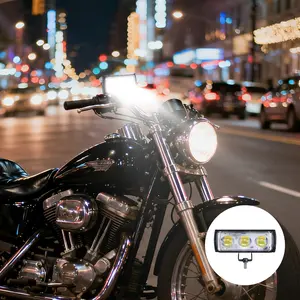 Motorcycle LED Laser Spotlights 2/3-eye Lens Super Bright Headlights Dual Color Flashing Warning Light