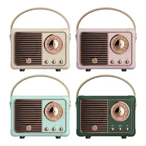 Bluetooth Compact Retro Speakers with Radio - 5.0 Audio Quality, 3W Output, 3H Playtime, 32GB Storage, Portable Design for Home & Outdoor Use