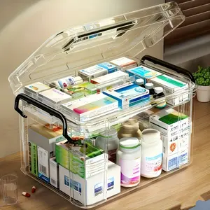 Double-Layer Waterproof Transparent PVC Medicine Organizer Storage Box, Multi Compartment, Easy Access, Ideal for Outdoor and Home Use, Travel Friendly, No Power Needed