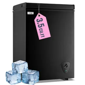 WANAI Chest Freezer Small Deep Freezer Black 3.5 Cu.Ft Free-Standing Top Door Freezer Adjustable 7 Thermostat and Removable Basket Open Garage Basement Apartment Kitchen Business Manual Defrost