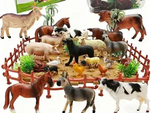 Farm Animal Figurines 53 PCS, Realistic Plastic Farm Animals Toys with Fences & Building Blocks, Farm Figures Playset, Educational Learning Toy, Birthday & Christmas Gift for Kids Toddlers Boys Girls