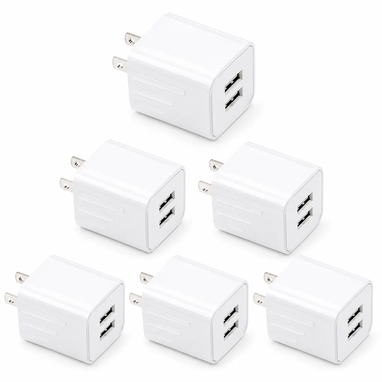 USB Wall Charger, 2.1A Dual Port USB Plug Power Adapter Charger Block Plug Cube For IPhone 15/14/13/12/Pro/Pro Max/Xs/XR/X/8, Galaxy S22 S21 & More