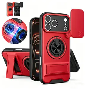 Case for iPhone 17 16 pro max cases 15 Pro Max 17 Air Plus & Samsung phone cases with Slide Camera Lens Protection Cover, 360° Rotating Ring Kickstand, MagSafe Magnetic Holder, Military Grade Shockproof Protective Phone Cover Protector