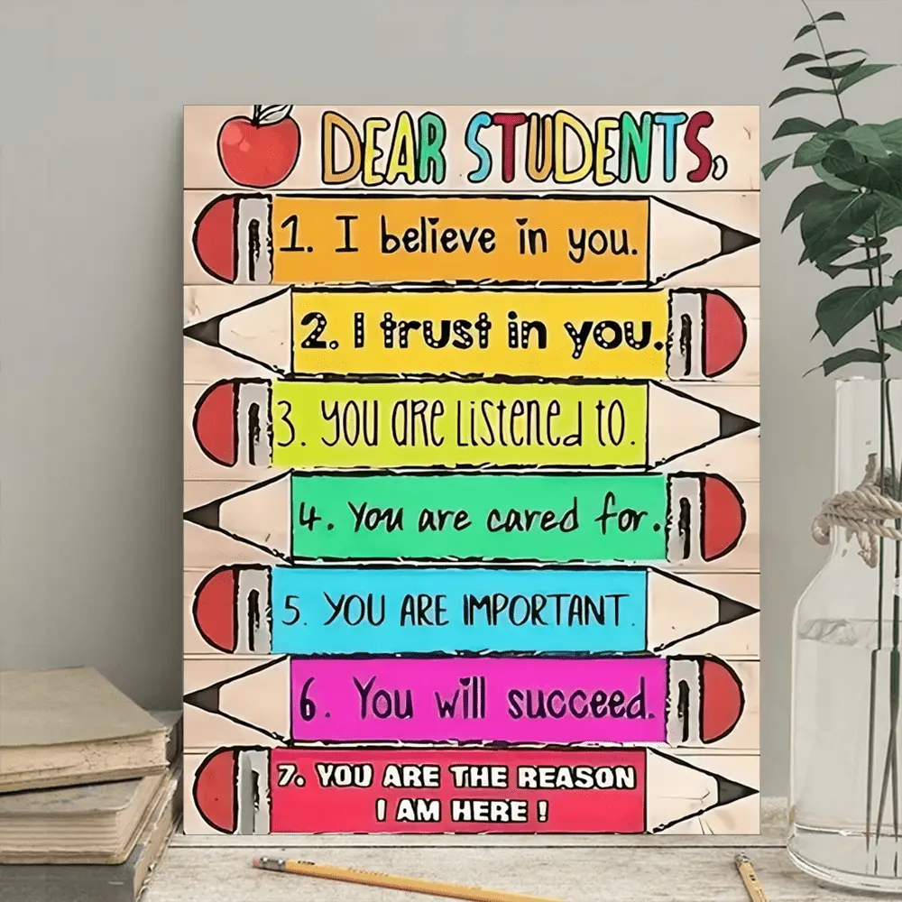 New 1pc Vibrant Inspirational Quotes Canvas Art - Uplifting Motivational Poster Print, Colorful Pencils Design Wall Decoration for Classroom, Study Room, Living Room - Perfect Anniversary, Bachelor Party,  Family, Coworker Ornaments Artistic
