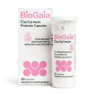 BioGaia Elactia MUM Postnatal Probiotic Dietary Supplement for Healthy Lactation - 30 Capsules, Gluten-Free, Organic, Non-GMO, No Artificial Colors or Flavors
