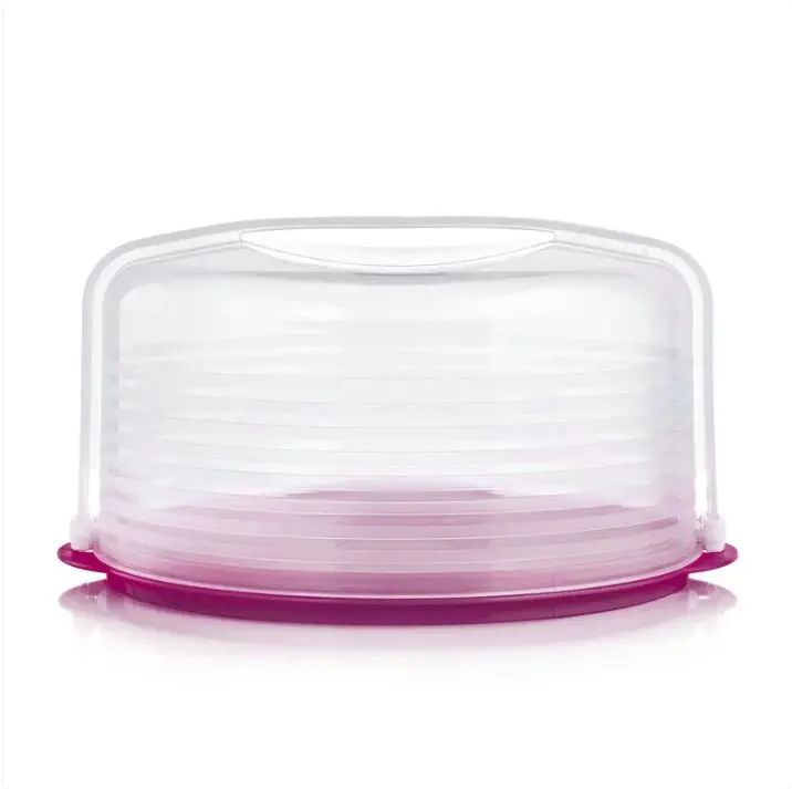 Tupperware Round Cake Taker, Kitchen Baking Supplies with Handles, Dual-Sided Tray, Sliding Locks