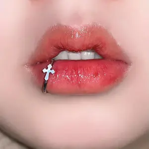 Stainless Steel Lip Ring Piercing Jewelry Cute Minimalist Style Ear Clip Cross Heart Star Women's Fashion Body Accessory Wear