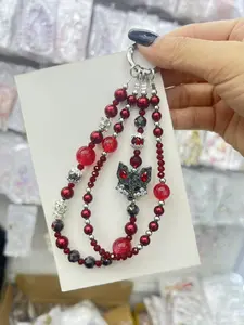 Original Premium Fashion Luxurious Sparkling Fox Pendant Crystal Beads Phone Chain, Phone Charm, Phone Decoration, Elegant All Seasons Accessory, No Choking Hazard