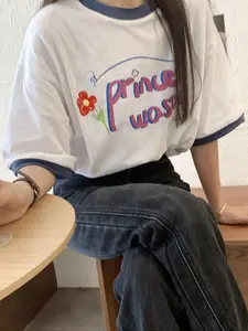 Summer Thin Floral Print Regular Fit Knitted Short Sleeve Casual Women's T-Shirt, Comfortable and Stylish Summer Apparel, Perfect for Everyday Wear