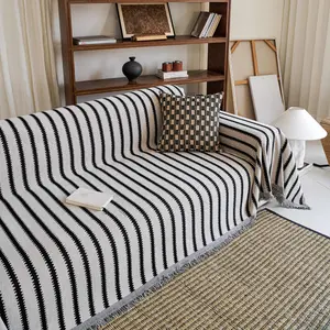 Boho Style Chenille Sofa Cover, Geometric Pattern, Reusable All-Season Sofa Protector, Anti-Scratch Non-Slip, Ideal for Living Room & Airbnb