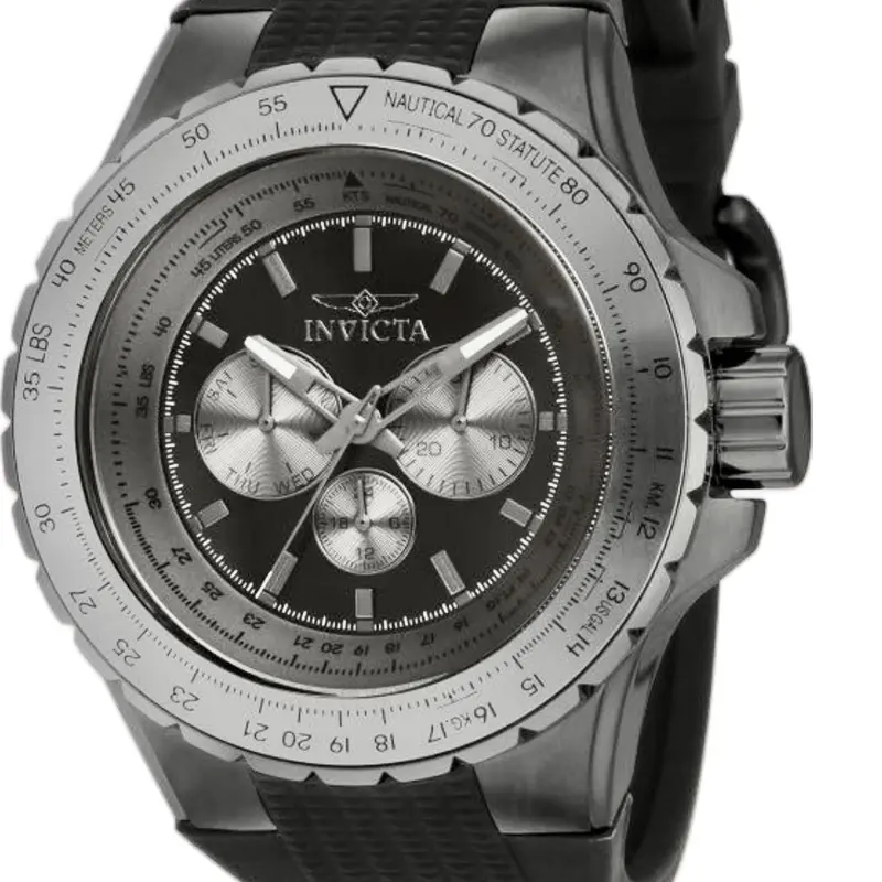 Men’s Invicta Aviator Quartz Round Watch - 50mm Black Dial, Metal Case, Sy Shock Model 39271