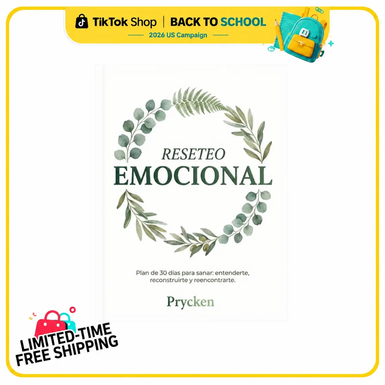 [Back To School]Prycken RESETEO EMOCIONAL | Libro de Sanación Emocional y Crecimiento Personal. Plan de 30 Días para Reconstruirte, Sanar y Establecer Límites Saludables. Incluye Audio QR | Limited-Time Shipping Included