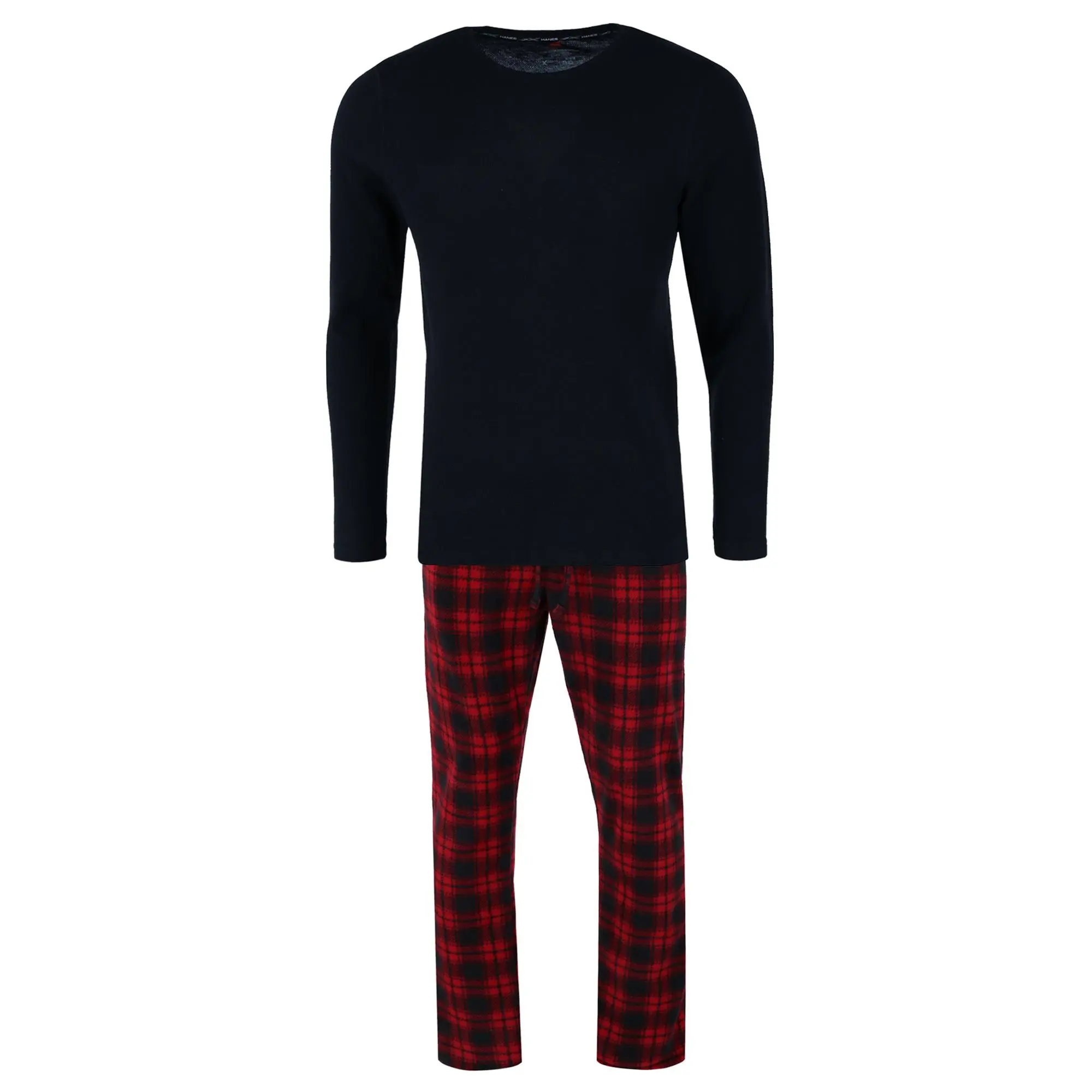 Hanes Men's Big and Tall X-Temp Micro Fleece Round Neck Thermal Top & Long Leg Pajama Set, Menswear Nightwear