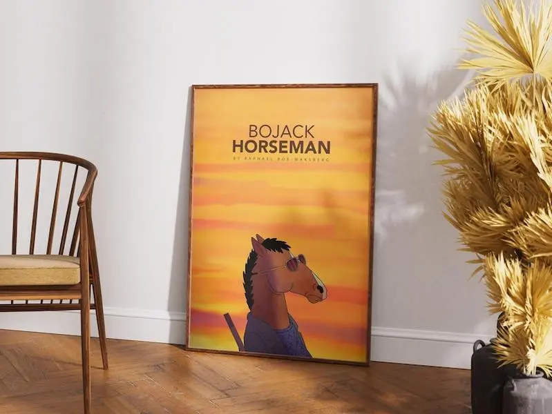 BoJack Horseman Poster, Tv Series Print Poster, Minimalist Art, Vintage Poster, Wall Decor Idea, Movie Art, Gift for Her, Gift for Him