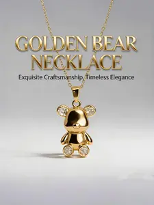 1 Pc Classic Bear Zircon Pendant Necklace for Women, Elegant Jewelry Gift Idea, Perfect Accessory for Any Occasion
