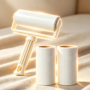 Lint Roller with 2 Refills, Tearable Sticky Pet Hair Remover, Portable Lint Remover for Clothes, Furniture & Carpet