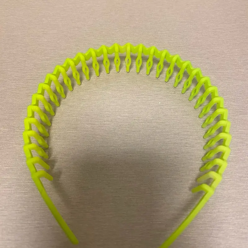 PLAIN SOLID COLOR ZIGZAG PATTERN HEAD BANDS Neon Green Fashion Accessory for Women