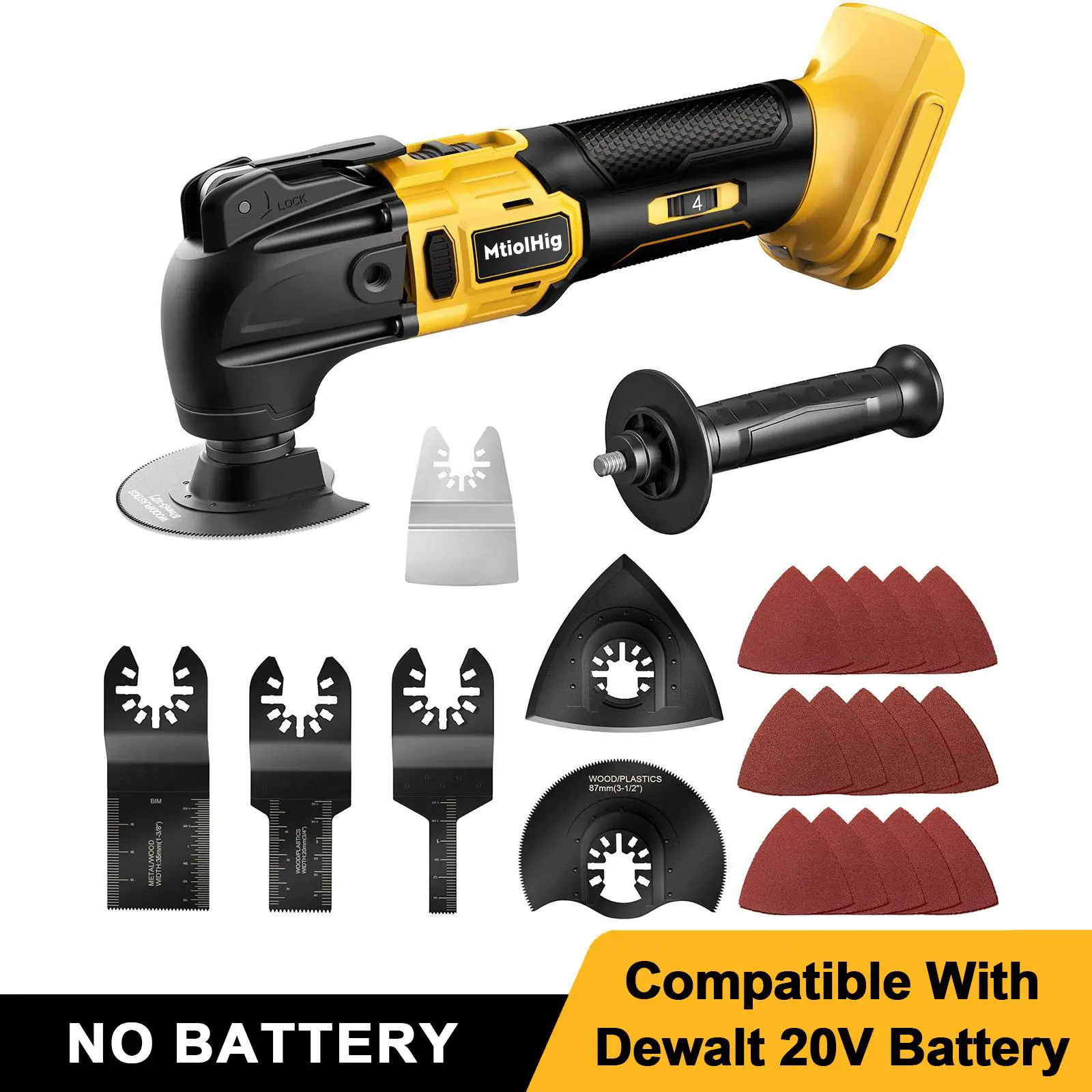 Cordless Oscillating Tool for Dewalt 20V Battery (NO Battery!!!),Portable Brushless-Motor Tool, 6 Variable Speed Multi-Tool for Scraping,Cutting Wood