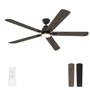 Ceiling Fan with lights and remote contorl,62-Inch,3 Color Dimmable LED Light,Reversible Silent DC Motor,multi-functional,6 Speeds,Wooden Blades,Black, Bedroom, Living Room,Decor