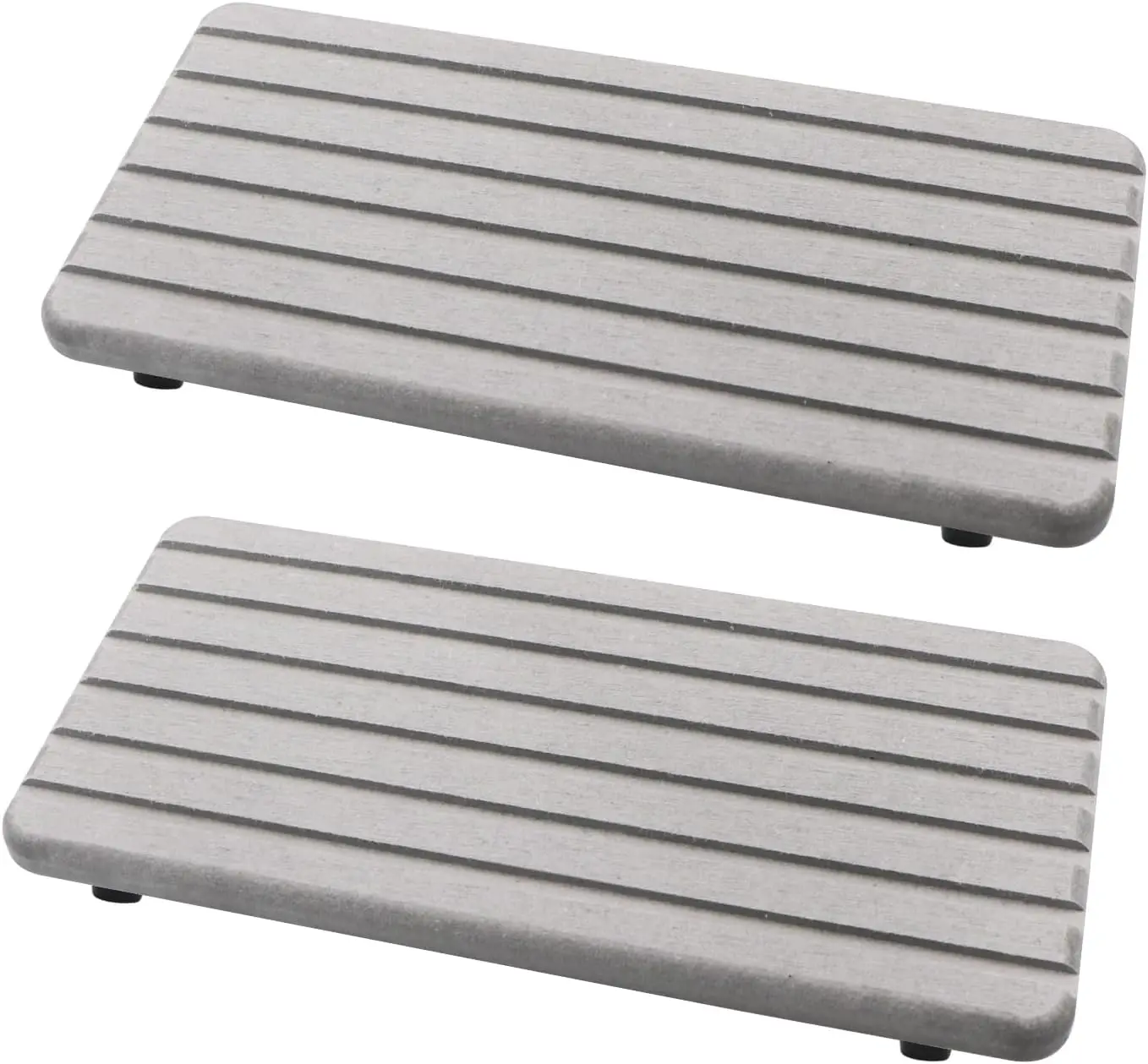 2 Pcs Water Absorbent Diatomite Coasters 8.26 Inch x 3.9 Inch Grooved Design Diatomaceous Earth Soap Holder Grey Water Absorbing Stone Tray