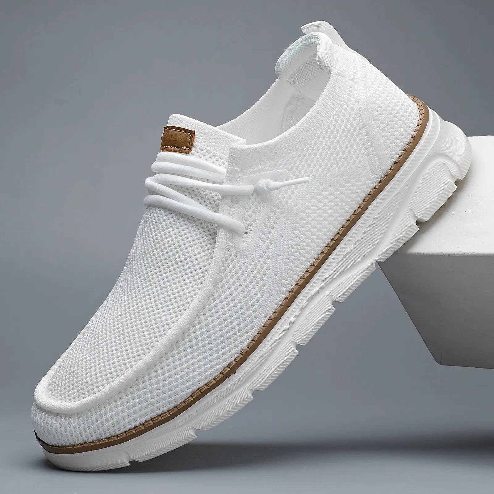 Men's Casual Mesh Breathable Solid Color Slip On ShoesLightweight Comfortable Sports Running Loafers  Bedroom Parent Bridal Flat Slipon Boy Footwear