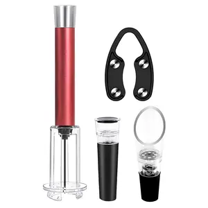 4-in-1 Pneumatic Wine Opener Set with Cork Remover Foil Cutter Pourer & Vacuum Stopper for Effortless Wine Tasting Kitchen Utensils