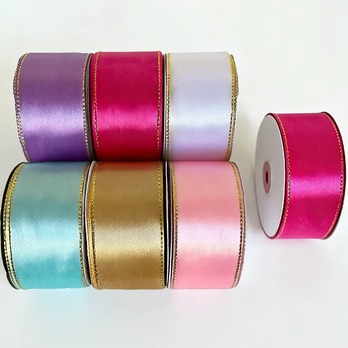 50 Yards Gold Edge Satin Ribbon 1.57 Inch Wide for Eternal Rose Flowers Gift Wrapping Wedding Decor Handmade Gifts Bouquets Bows Cake Decorations