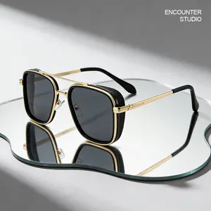 Black Geometric Double Beam Sunglasses Outdoor sports driving tour UV400 sun protection goggles Beach relaxation, fishing, men's sunglasses