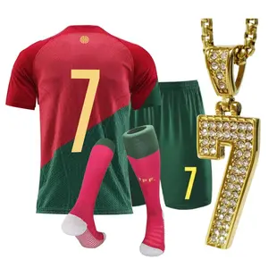 2026 World Cup Boy's soccer jersey kids children's sportswear youth football uniforms with socks and #7 necklaces