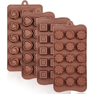 La chat 4 Packs Silicone Molds for Chocolate, Food Grade no-stick Baking, candy and butter Mold with different shape (4 packs different style)