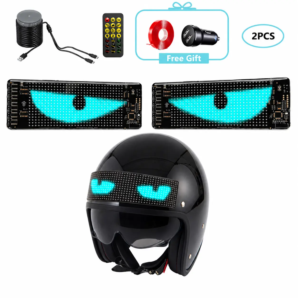 App Controlled Flexible LED Matrix Display Sticker for Bike Helmets, DIY Programmable Pixel Screen Panel, USB Charge Rechargeable Safety Warning Light for Motorcycle Night Riding, Customizable Text Graphic Decor Customized Gifts