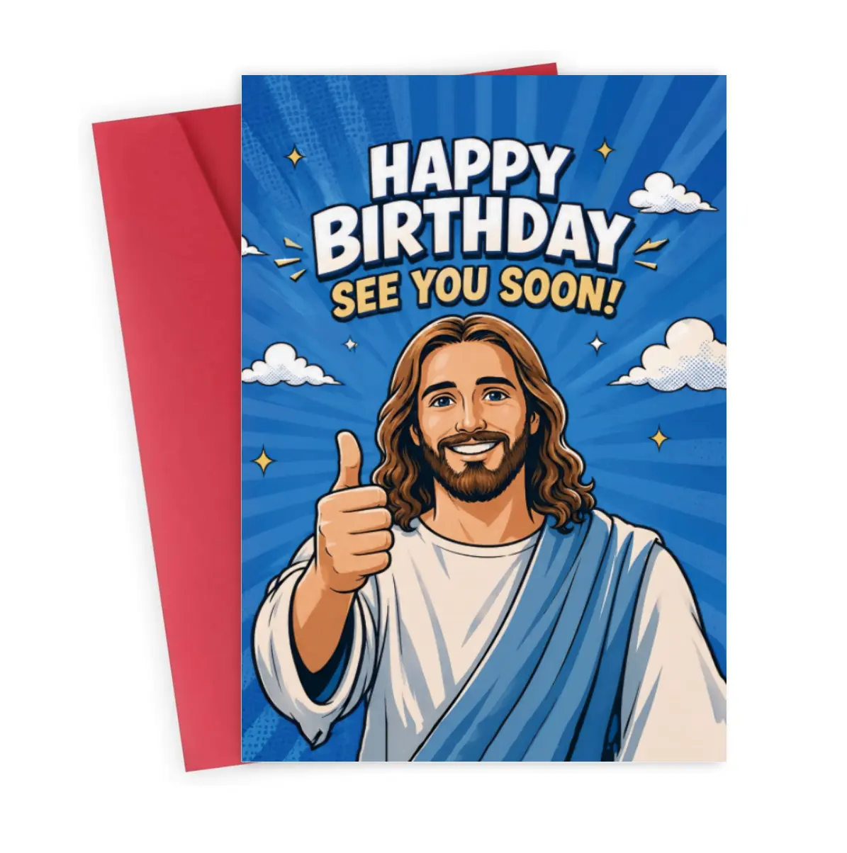 Funny Christian Birthday Card – "Happy Birthday See You Soon" Greeting Card with Envelope, Religious Gift for Friends and Family