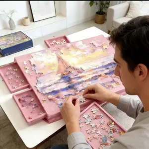 Puzzle Board,Puzzle Accessories, Holds 500/1000 Puzzle Pieces, Portable Family Game Table, Non-Slip Design, Adult Stress-Relief Puzzle Board – Creative Gift for Holidays, Parties, Weddings, Birthdays, Valentine's Day, Christmas, New Year's & Easter