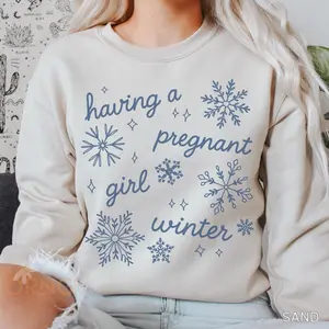 Pregnant Sweatshirt Announcement Pregnant Girl Winter Snowflake Shirt Cozy Maternity Sweatshirt Christmas Pregnancy Reveal Pregnant Mom Gift