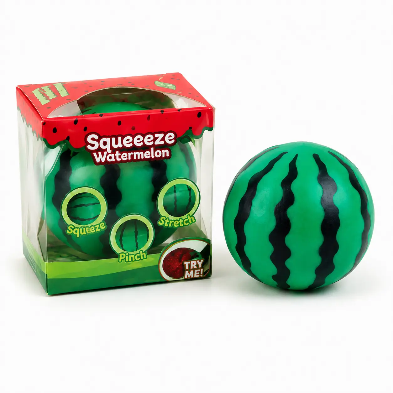 Watermelon Squeeze Ball, 3.54-Inch Bead-Filled Sensory Fidget Toy, Soft Stretchable Squishy Desk Toy, Satisfying Novelty Gift, 1 Count