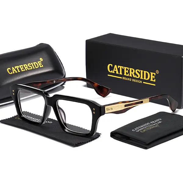 CATERSIDE Unisex Punk Polycarbonate Glasses - PC Frame Bluelight Blocking Trendy Square Frames, Casual Stylish Glasses, Ideal for Travel, Great Gift Choice, Pc Frame Eyewear