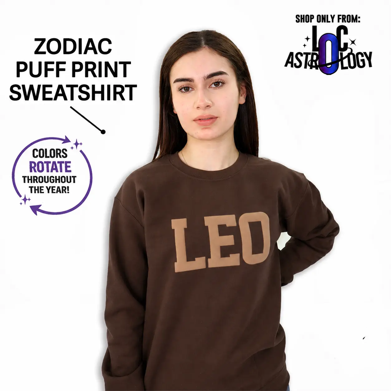 Sweatshirt: Zodiac and Astrology Puff Print Unisex T-Shirts, Choose Your Color Crewneck Style