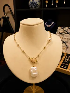 Baroque Freshwater Pearl Necklace | S925 Sterling Silver Gold-Plated Necklace | Natural Pearl Pendant Necklace |