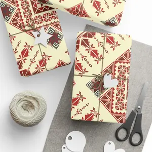 Palestinian Tatreez Inspired Wrapping Paper | Elegant Matte Finish