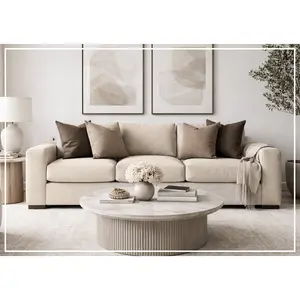Bernhardt Vaughn Fabric Sofa With Oversized Track Arm and Throw Pillows